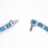 14K White Gold Blue Topaz and Diamond Bracelet