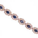 14K Yellow Gold Sapphire and Diamond Bracelet.