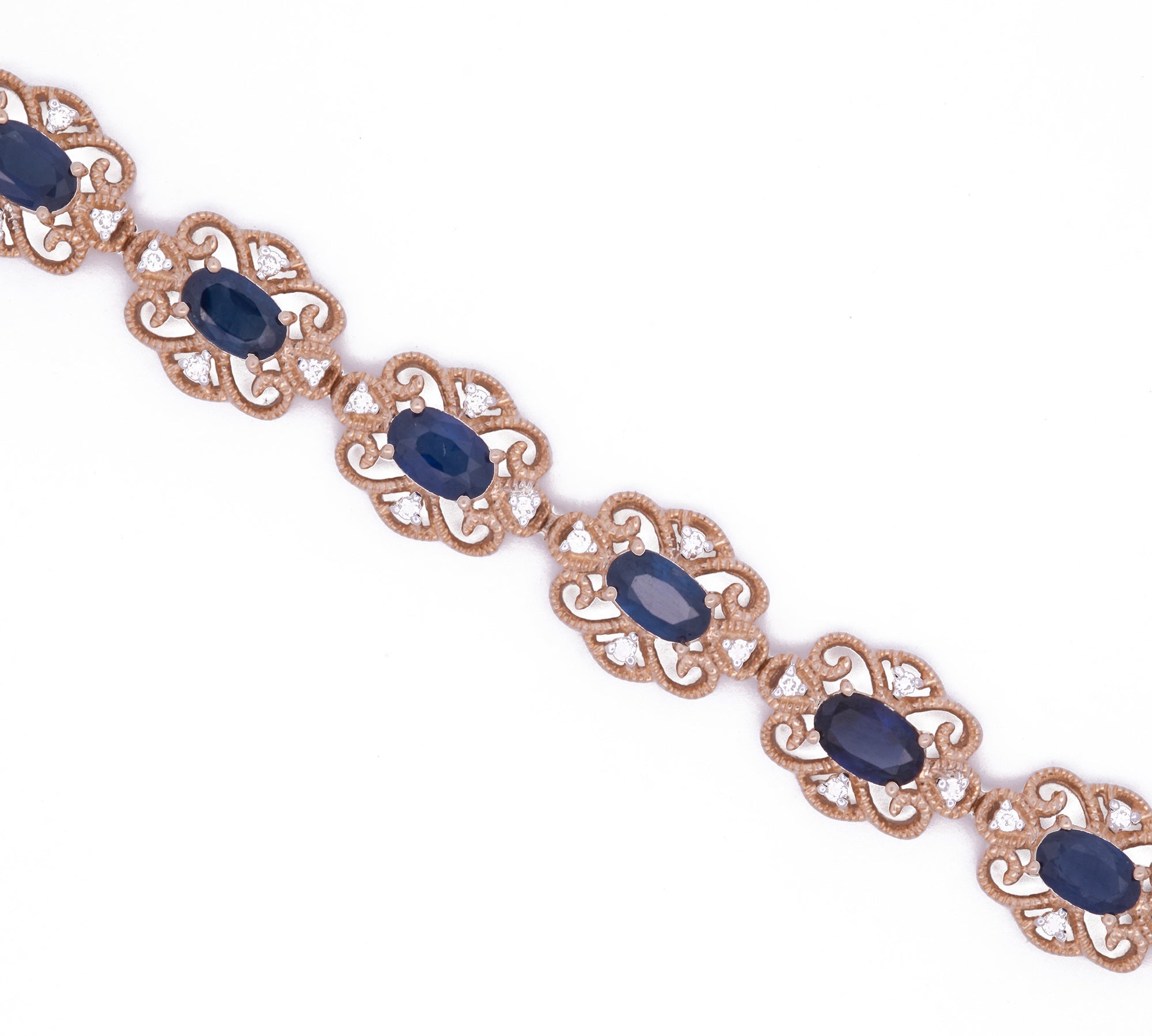 14K Yellow Gold Sapphire and Diamond Bracelet.