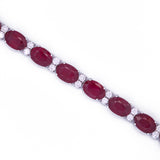 14K White Gold Diamond and Ruby Bracelet
