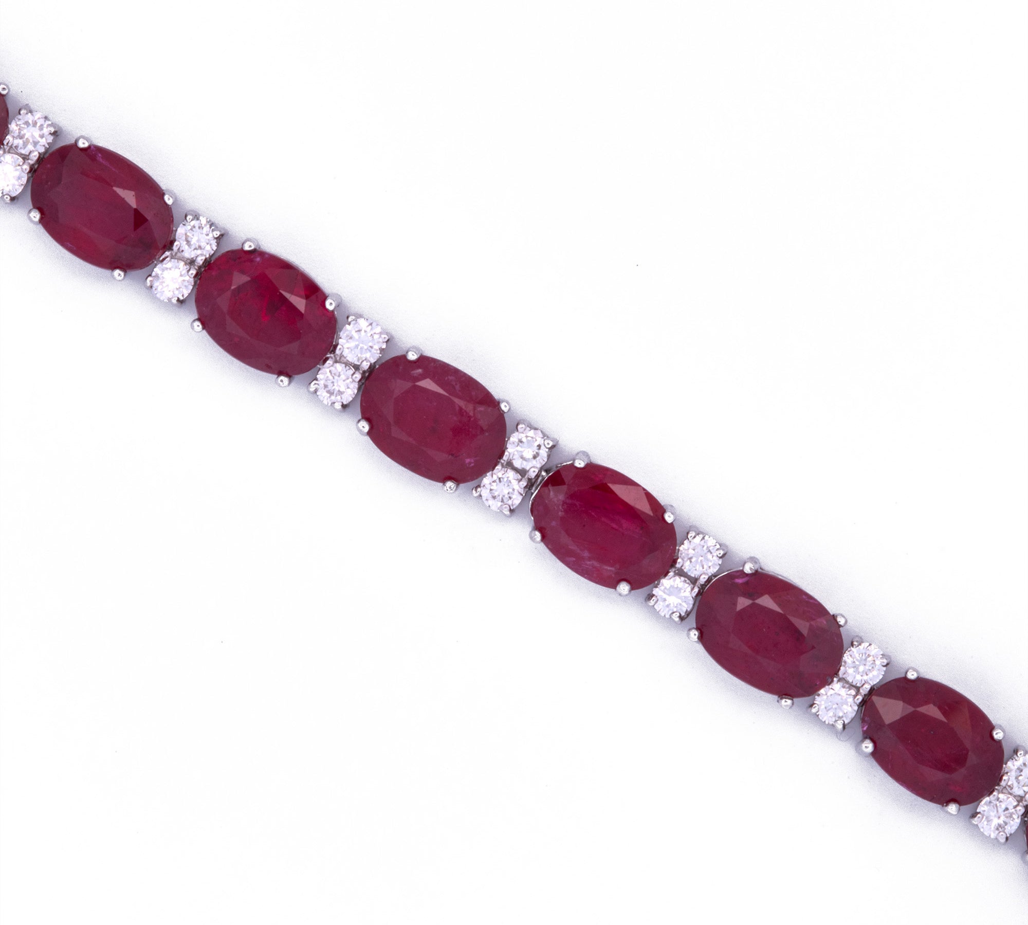 14K White Gold Diamond and Ruby Bracelet