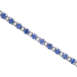 14K White Gold 7 Inch Sapphire and Diamond Bracelet