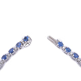 14K White Gold 7 Inch Sapphire and Diamond Bracelet