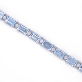 14K White Gold Emerald Cut Aquamarine and Diamond Bracelet