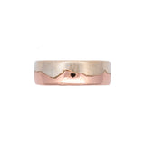 MT. Mansfield And Camels Hump Mountain Range Ring 14K Rose Gold And Sterling Silver