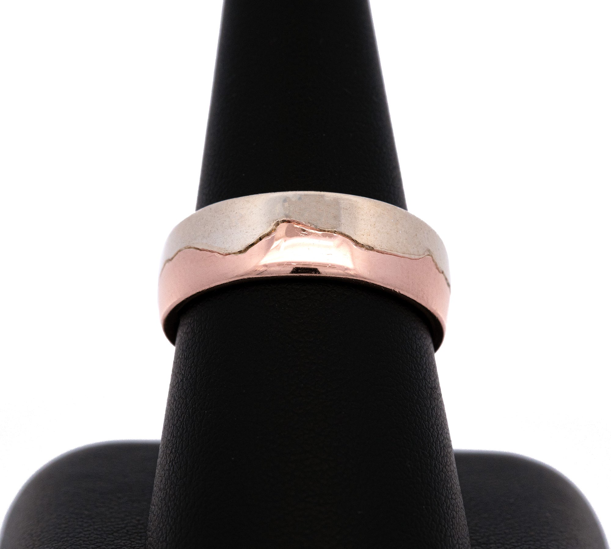 MT. Mansfield And Camels Hump Mountain Range Ring 14K Rose Gold And Sterling Silver
