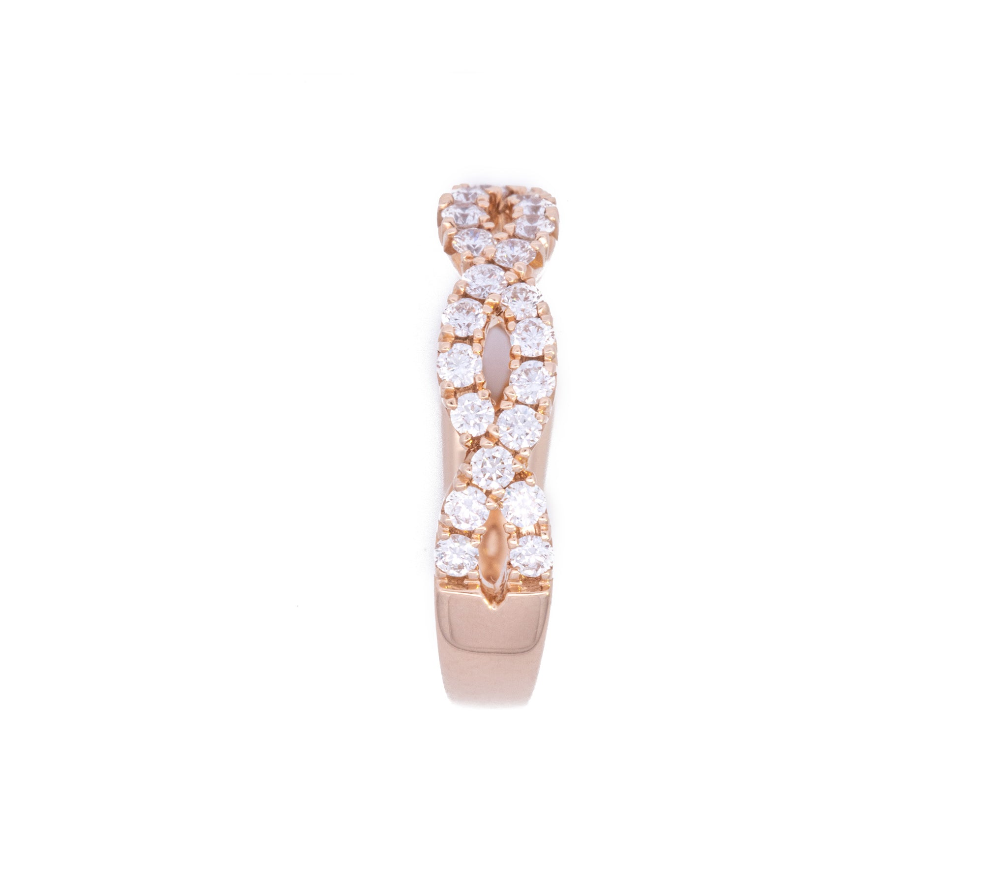14K Yellow Gold Criss Cross Diamond Ring