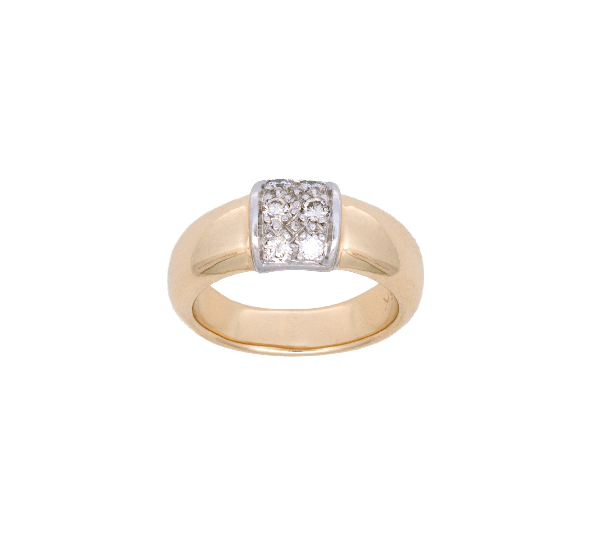 18K Yellow Gold And Platinum Mounting Diamond Ring