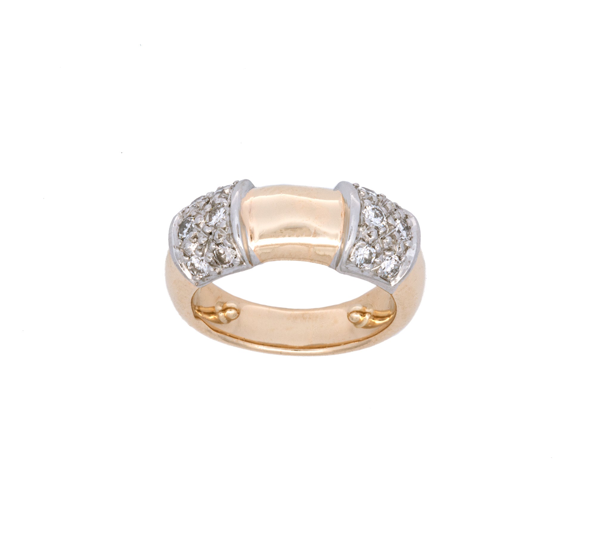 18K Yellow Gold And Platinum Twelve Diamond Ring