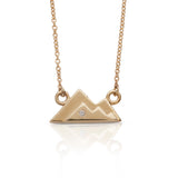 Mountainscapes Small Necklace With Diamond Accent and Cable Chain, 14K Yellow Gold