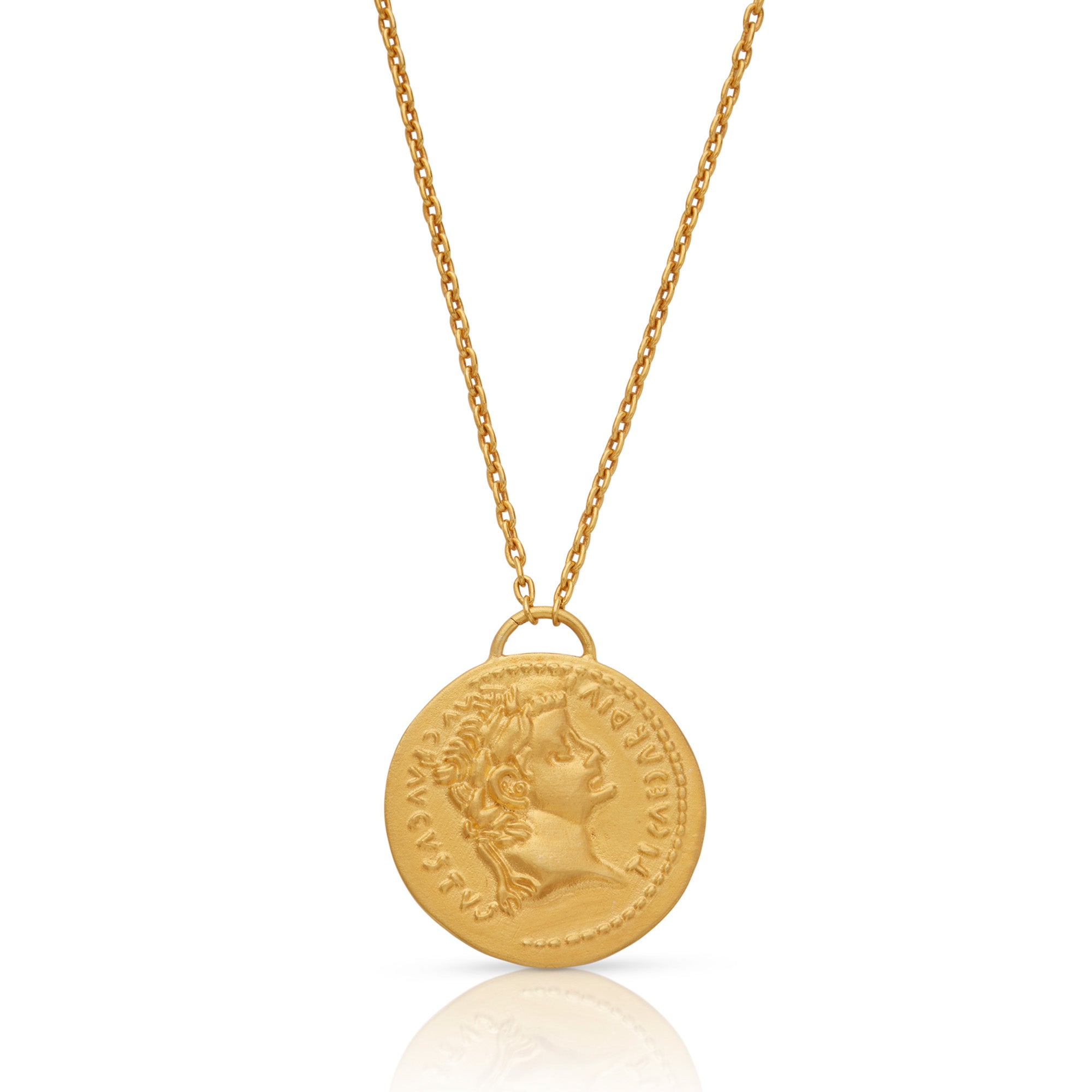 ★MIDNIGHT MOMENT.★ coing necklace gold 24K Yellow Gold And Sterling Silver, Coin Necklace with