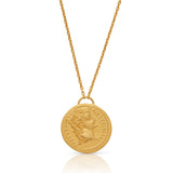 24K Yellow Gold And Sterling Silver, Coin Necklace with Diamond Accent