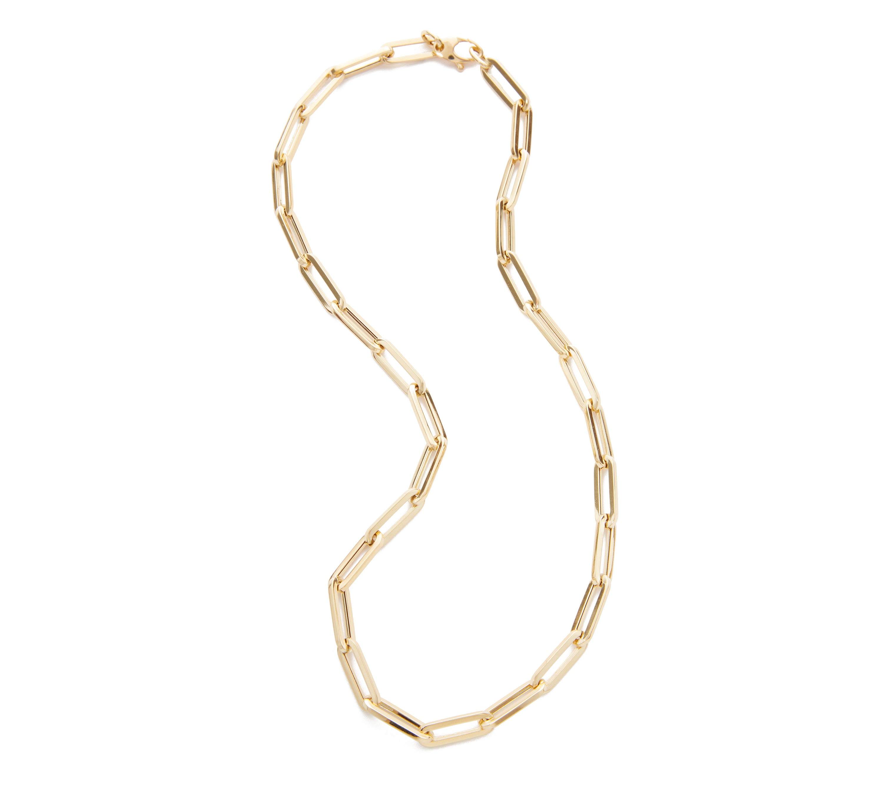 18K Yellow Gold Paperclip Link Necklace 16"