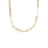 18K Yellow Gold Paperclip Link Necklace 16"