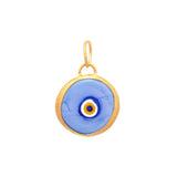 24K Yellow Gold Blue Evil Eye Pendant