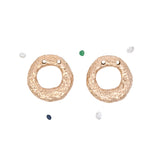 Two Custom 14K Yellow Gold Organic "Freeform" Circle Pendants With 1mm Cable Link Chain, 15.5 Inches