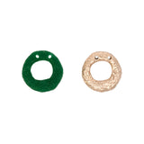 Two Custom 14K Yellow Gold Organic "Freeform" Circle Pendants With 1mm Cable Link Chain, 15.5 Inches