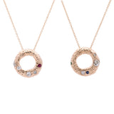 Two Custom 14K Yellow Gold Organic "Freeform" Circle Pendants With 1mm Cable Link Chain, 15.5 Inches