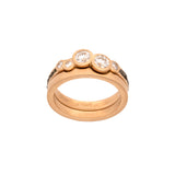 Custom 18K Yellow Gold Round Brilliant Cut Diamond Ring With Brushed Finish