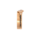 Custom 18K Yellow Gold Round Brilliant Cut Diamond Ring With Brushed Finish