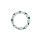 Custom Made Platinum Emerald Cut Diamond and Green Emerald Eternity Band