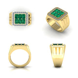18K Yellow Gold Custom Emerald And Diamond Ring