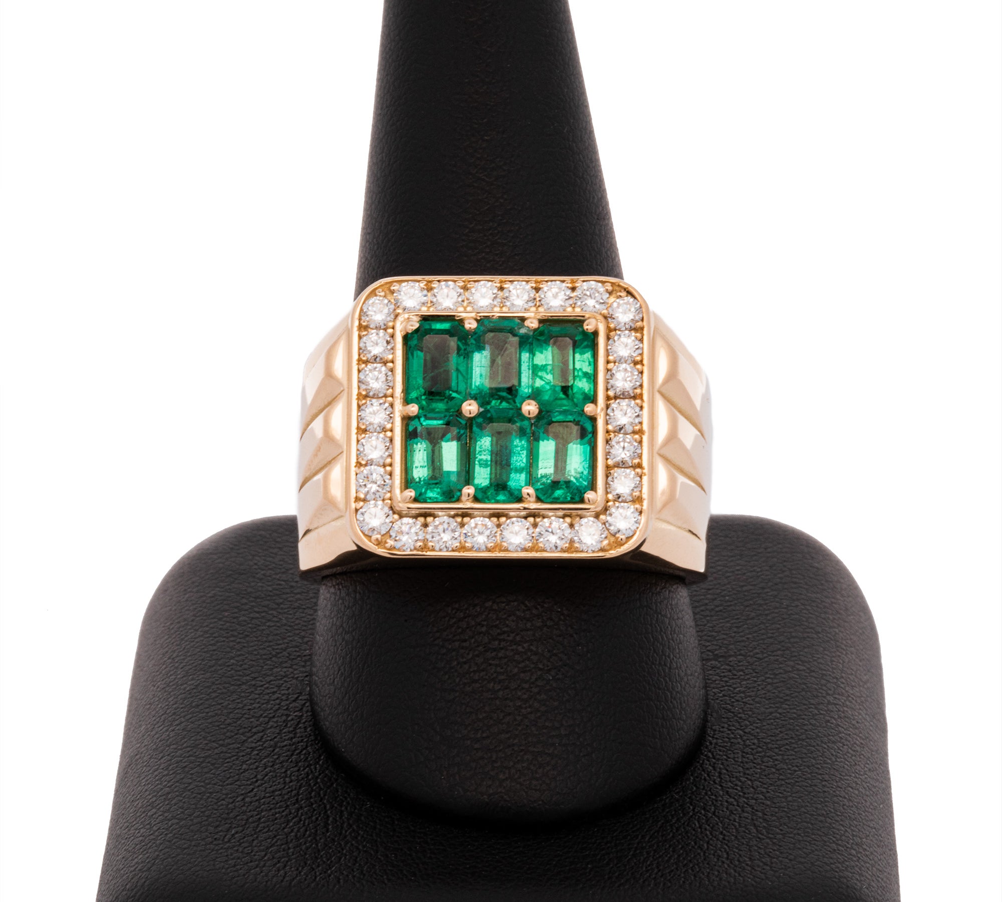 18K Yellow Gold Custom Emerald And Diamond Ring