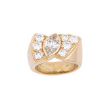Custom 18K Yellow Gold Marquise And Round Diamond Ring
