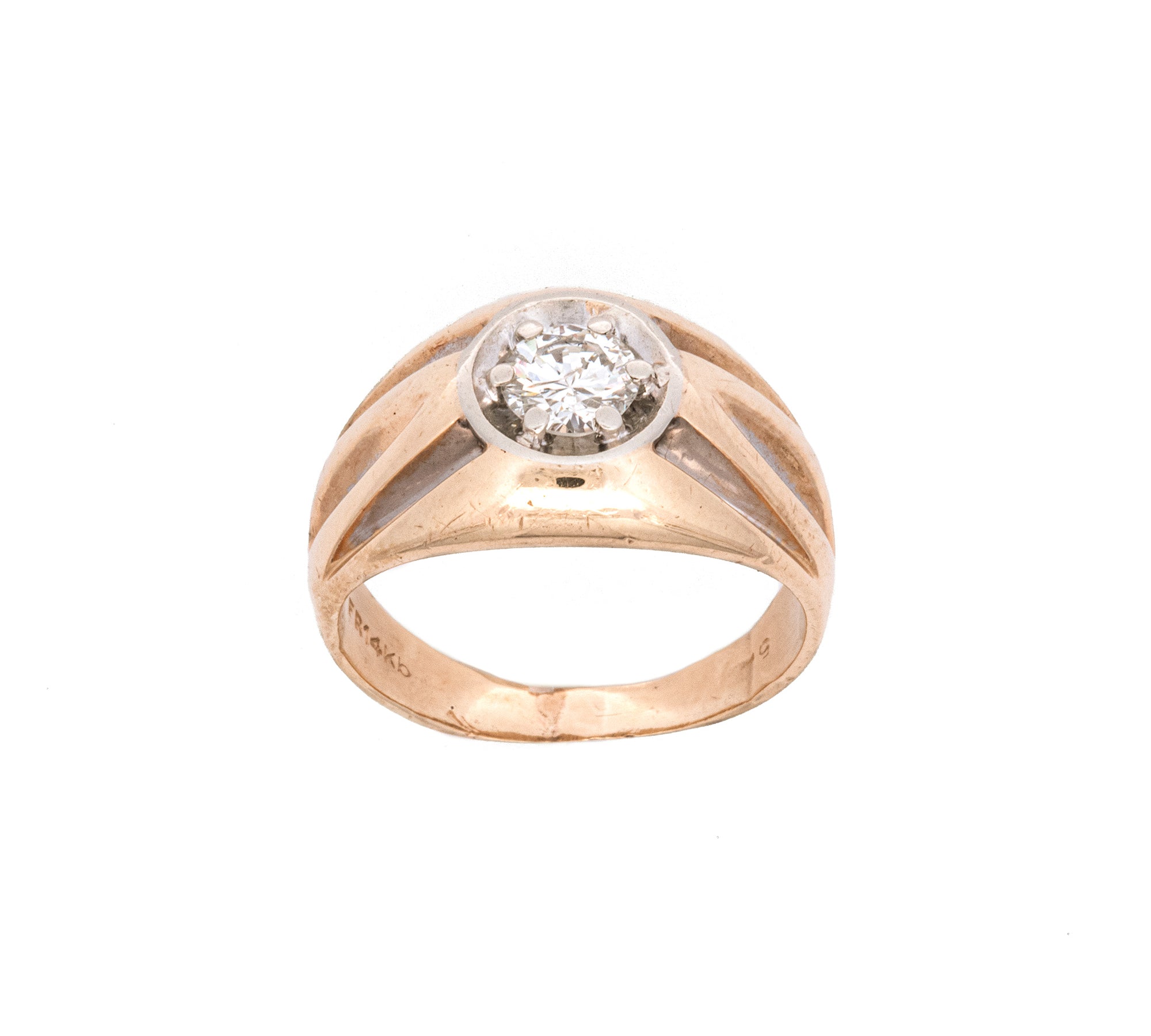 14K Yellow and White Gold Men's Diamond Ring