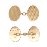18K Yellow Gold English Textured Oval 4 Ornament Cufflinks