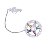 14K White Gold Star Pin with Diamond Center and Halo