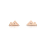 Small Mountainscape Earrings With Round Diamond Accent, 14K Rose Gold