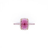 14K Yellow Gold Rhodolite Garnet Ring with a Diamond Halo