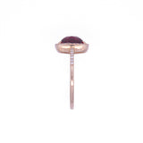 14K Yellow Gold Rhodolite Garnet Ring with a Diamond Halo