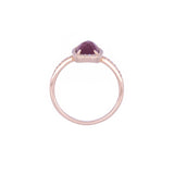 14K Yellow Gold Rhodolite Garnet Ring with a Diamond Halo