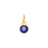 24K Yellow Gold Circular Dark Blue Evil Eye Pendant