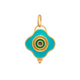 24K Circular Turquoises Enamel Evil Eye Pendant