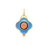 24K Yellow Gold Light Blue Enamel Evil Eye Pendant