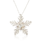 Vermont Strong Diamond Snowflake Pendant With 18" Chain, 14K White Gold