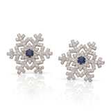Waterbury Sapphire and Diamond Stud Earrings, 14K White Gold