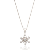 Waitsfield Diamond Snowflake Pendant With 18" Chain, 14K White Gold