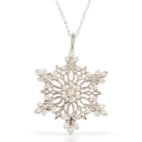 Woodstock Diamond Snowflake Pendant With 18" Chain, 14K White Gold