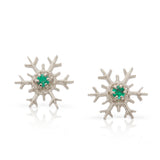 Montpelier Emerald Snowflake Stud Earrings, 14K White Gold