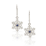 Waterbury Sapphire and Diamond Drop Earrings With Leverbacks, 14K White Gold
