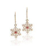 Waterbury Ruby and Diamond Drop Earrings with Leverbacks, 14K Yellow Gold