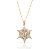 Shelburne Snowflake Pendant With 18" Chain, 14K White and Yellow Gold