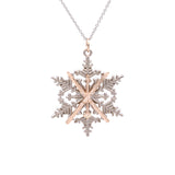 Ski Museum Snowflake And Skis Pendant With 18 Inch Chain, 14K White And Yellow Gold