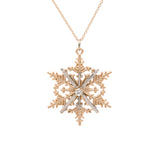 Ski Museum Diamond Snowflake And Ski Pendant With 18 Inch, 14K Yellow And White Gold