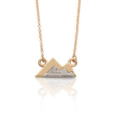 18" Diamond Mountainscape Pendants, 14K White and Yellow Gold