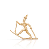 Cross-Country Skier Charm, 14K Yellow Gold